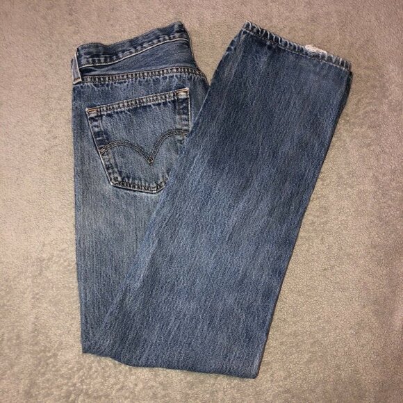 Vintage LEVIS 501 Straight Leg Button Fly Med Stonewash Denim Jeans Sz 34 - Picture 2 of 13